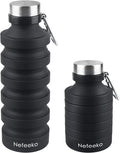 Nefeeko Collapsible Water Bottle, Reuseable BPA Free Silicone Foldable Water Bottles for Travel Gym Camping Hiking, Portable Leak Proof Sports Water Bottle with Carabiner