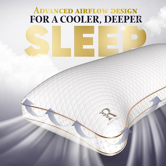 Royal Therapy King 4-Pack Memory Foam Pillow, Adjustable Shredded Odor-Free Pillow for Neck & Shoulder Pain Relief, Support for Back, Stomach, Side Sleepers BioForm