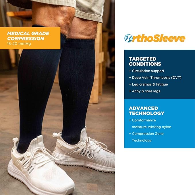 Medical Grade Compression Socks for Men & Women 15-20 mmHg by OrthoSleeve (Pink w/Stripes, Large)