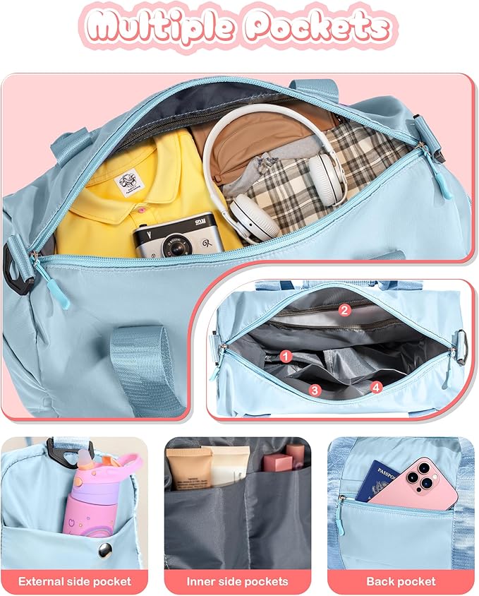 Cute Preppy Gifts for Girls-Girl Gym Bag with Shoe Compartment, Kid Personalized Weekender Overnight Bags, Initial Travel Tote with Makeup Pouch, Chenille Gift for Teen (Letter D)