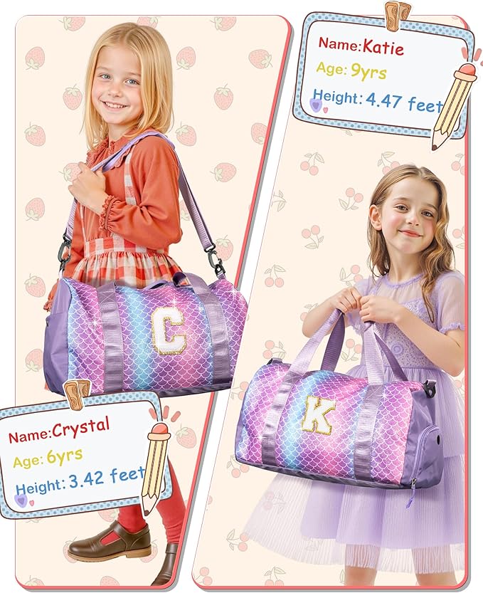 Christmas Gifts for Kids-Girl Gym Bag with Shoe Compartment, Kid Personalized Weekender Overnight Bags, Initial Travel Tote with Makeup Pouch, Graduation Gift for Girls (Letter Y)