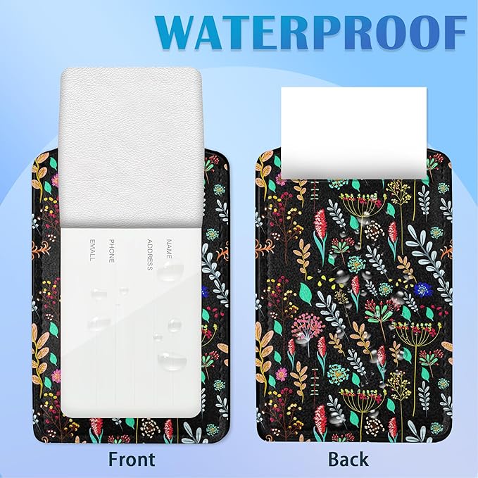 Abstract Small Flowers Luggage Tags for Suitcases, 2 Pack Cute PU Leather Suitcase Tag Identifiers with Address Card for Baggage Tag