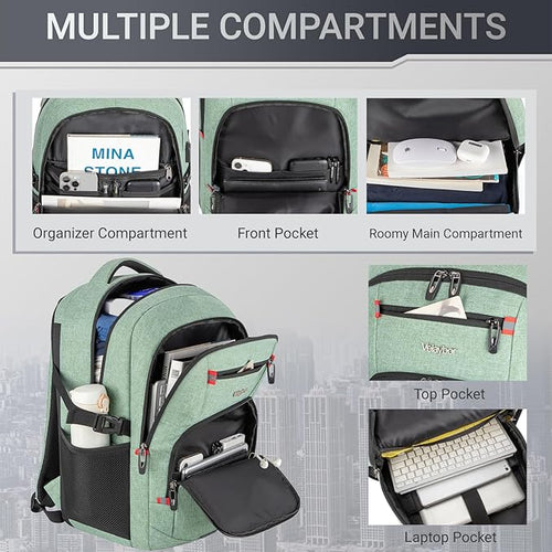 40L Expandable Laptop Backpack, Anti-thief Travel Backpack with USB Charging Port, Airline Approved Business Waterproof Carry on Luggage, Fits 15.6" Laptop for Men Women