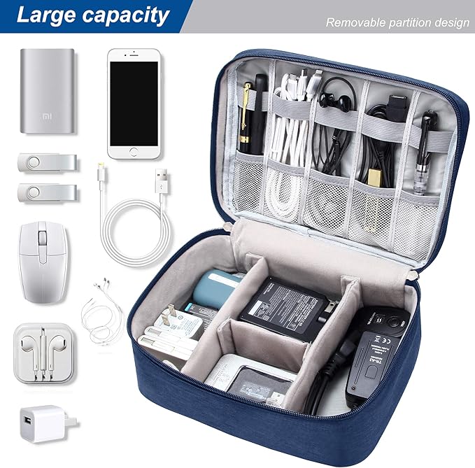VOCUS Electronics Organizer Travel Cable Organizer Bag for Electronics Accessories, Portable Tech Carring Large Storage Case for Charger, Cord, Power Bank, Hardware