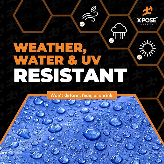 Better Blue Poly Tarp 10' x 16' - Multipurpose Protective Cover - Lightweight, Durable, Waterproof, Weather Proof - 5 Mil Thick Polyethylene - by Xpose Safety