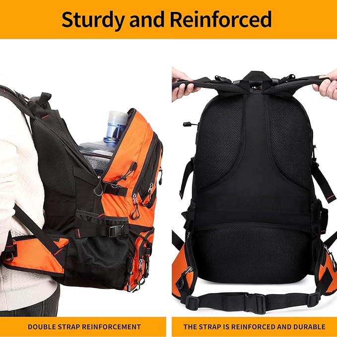 Nerlion 40L Hiking Backpack Travel Backpack for Men Women Camping Waterproof Outdoor Hiking Daypack Lightweight Backpack (Orange)