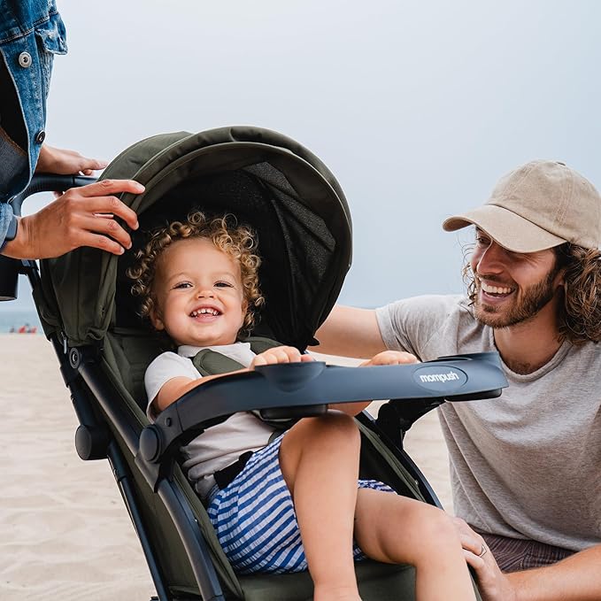 Mompush Lithe V2 Lightweight Travel Stroller, Compact Foldable Baby Stroller with Travel Bag, One-Hand Fold Stroller, Snack Tray, Mechanical Recline Seat, Airplane-Ready, Organizer & Rain Cover