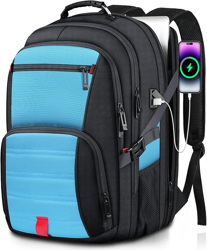 Extra Large Backpack, Travel Laptop Backpack for Men Women, Big Backpack, 50L Water Resistant School Business Work College Computer College Heavy Duty Bag, Fits 17 Inch Laptop, Blue