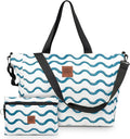 Large Beach Tote Bag for Women – Foldable & Packable Travel Bag with Zipper & Waterproof Pouch, Lightweight & Sandproof