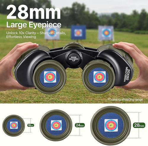 20x50 Hunting Binoculars for Adults High Powered with Low Light Night Vision - 28mm Large Eyepiece Professional Binoculars for Bird Watching Hiking Travel with BAK4 Prism FMC Lens, Green