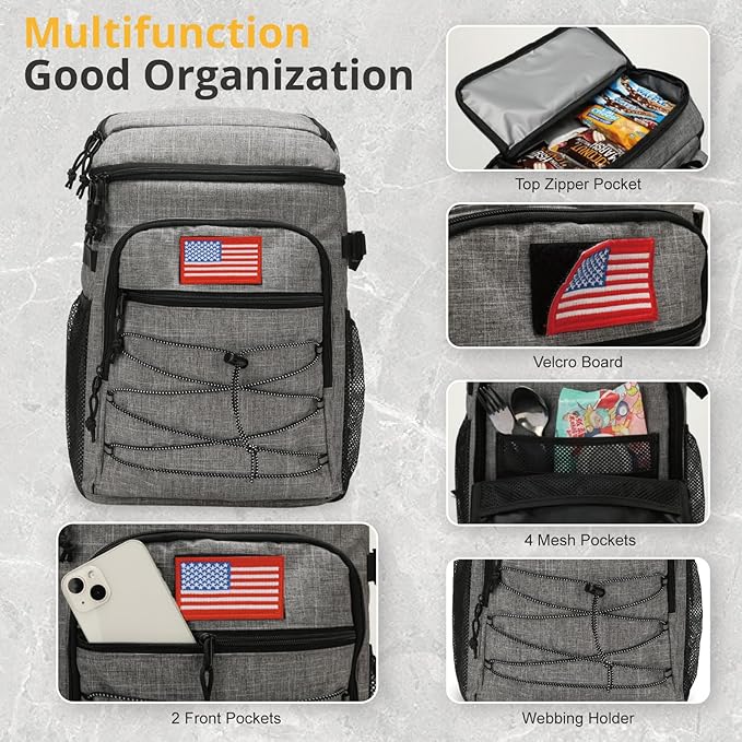Tactical Backpack Cooler, 25L Cooler Backpack Insulated Leak-Proof, Heavy Duty Large Lunch Backpack, Waterproof Ice Chest Backpack for Men Women Adults Work Daytrip Camping Beach Hiking Accessories