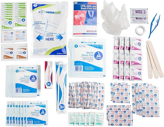 Primacare 25 Person Medium Emergency Preparedness First Aid Kit for Home, School and Office, Wall Mounted White