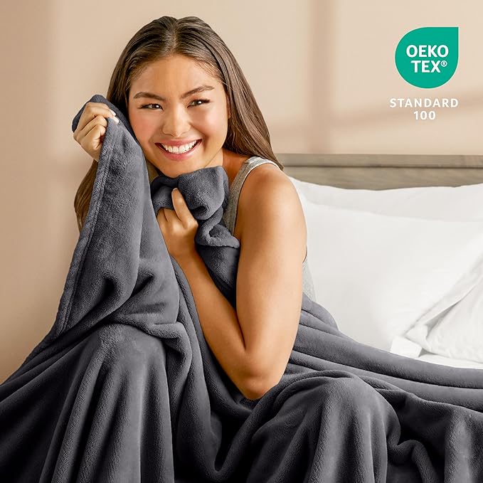 Bare Home Fleece Blanket - Throw/Travel - Ultra-Soft Lightweight for Bed, Sofa, and Couch - Luxury Microplush - Cozy Warm Blanket (Throw/Travel, Forged Iron Grey)