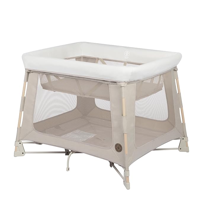 Maxi-Cosi Swift Baby Playard with Mat, Baby Playpen, Play Yard with Bassinet, Portable Playpen for Babies and Toddlers, Classic Oat