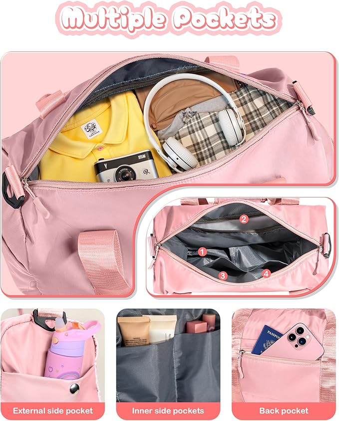 Easter Basket Stuffers Gifts for Kids-Girl Gym Bag with Shoe Compartment, Kid Personalized Weekender Overnight Bags, Initial Travel Tote with Makeup Pouch, Valentines Day Gift (Letter P)