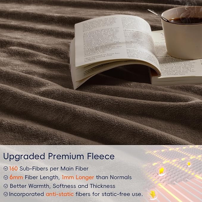 PHF Ultra Soft Fleece Blanket Twin Size, No Shed No Pilling Luxury Plush Cozy 300GSM Lightweight Blanket for Bed, Couch, Chair, Sofa Suitable for All Season, 66" x 90", Cocoa Brown