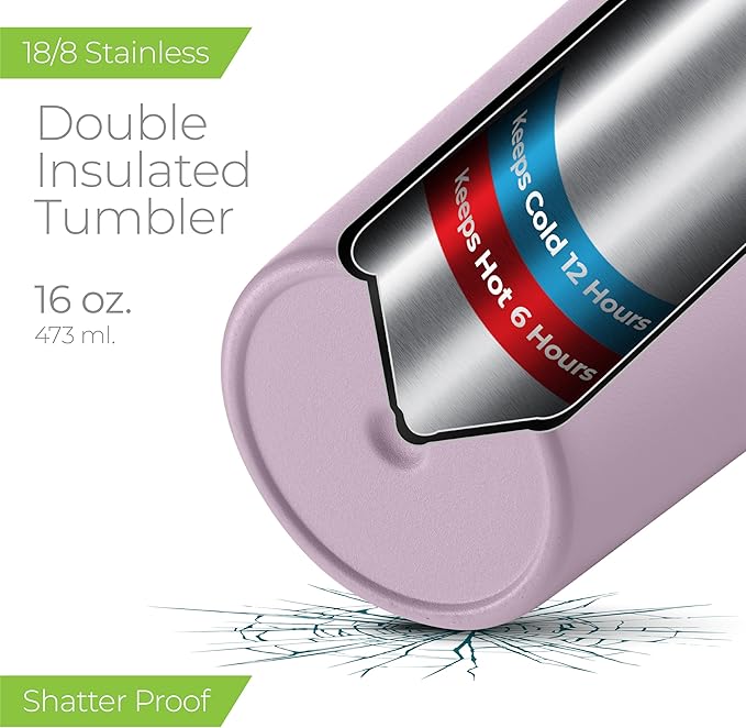 SIPX™ Triple-Insulated Tumblers - 16oz. Premium Modern Tumbler With Lid, insulated Cup Keeps Hot For 6 Hours, Stainless Steel Tumbler Made Of Sustainable Material, Coffee Travel Mug For Home & Office