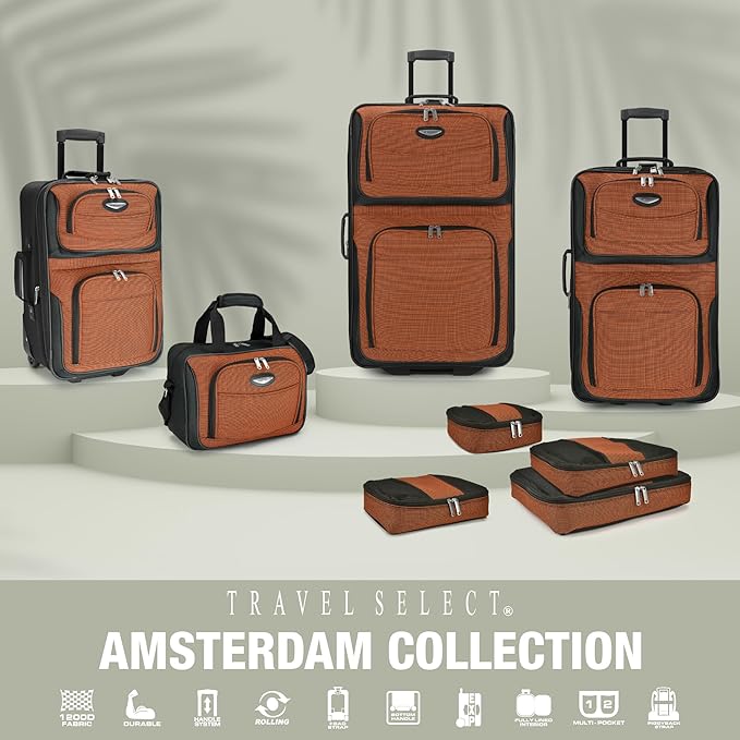 Travel Select Amsterdam Softside Expandable Rolling Luggage Set, 2-Piece Upright Suitcases with 2-Wheel Design, Lightweight Durable Polyester, Burgundy