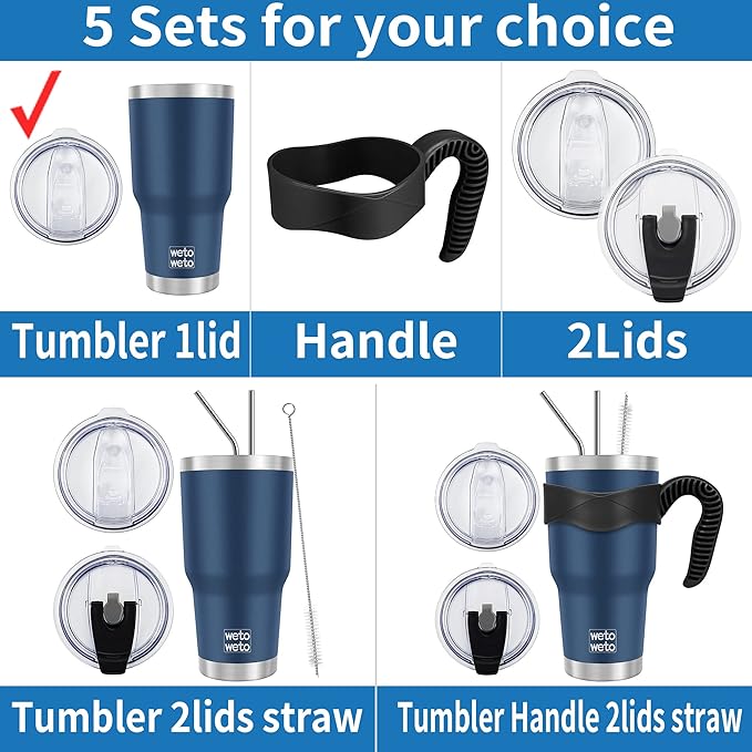 WETOWETO 30oz Tumbler with Lid, Stainless Steel Vacuum Insulated Water Coffee Tumbler, Double Wall Powder Coated Travel Mug Thermal Cup for Home Outdoor (Navy Blue, 1 Pack)