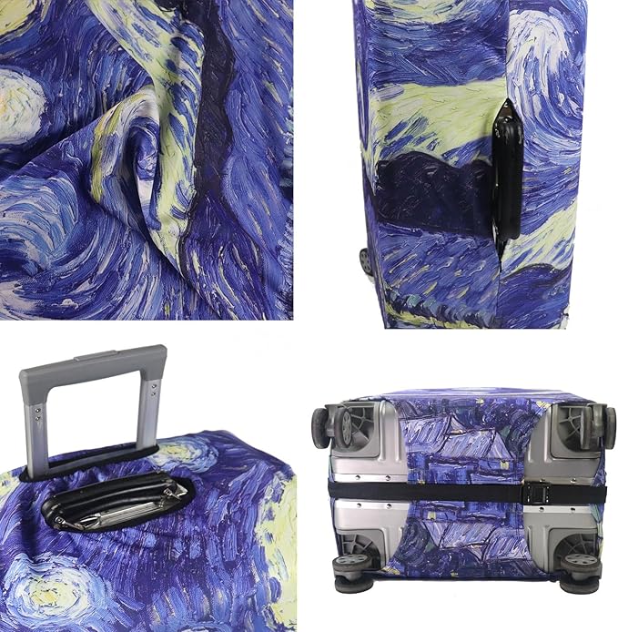 MosaiRudo Thicker Luggage Cover Elastic Suitcase Cover Protector Fits 18-32 Inch Suitcase Travel Accessories (Starry Sky, S)