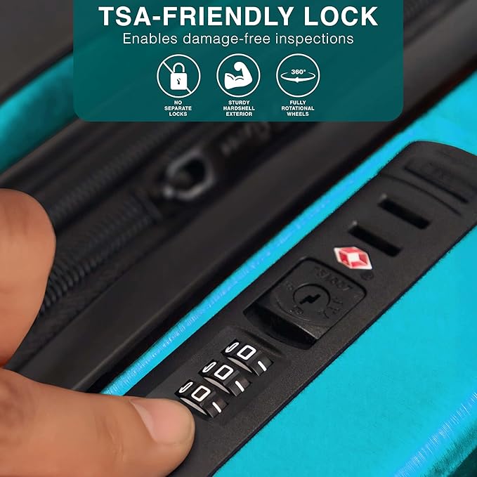 28 Inch Luggage with Spinner Wheels, Hard Shell Suitcase with TSA Locks for Luggage, Travel Large Suitcase, Expandable Hard Shell Suitcases, Teal
