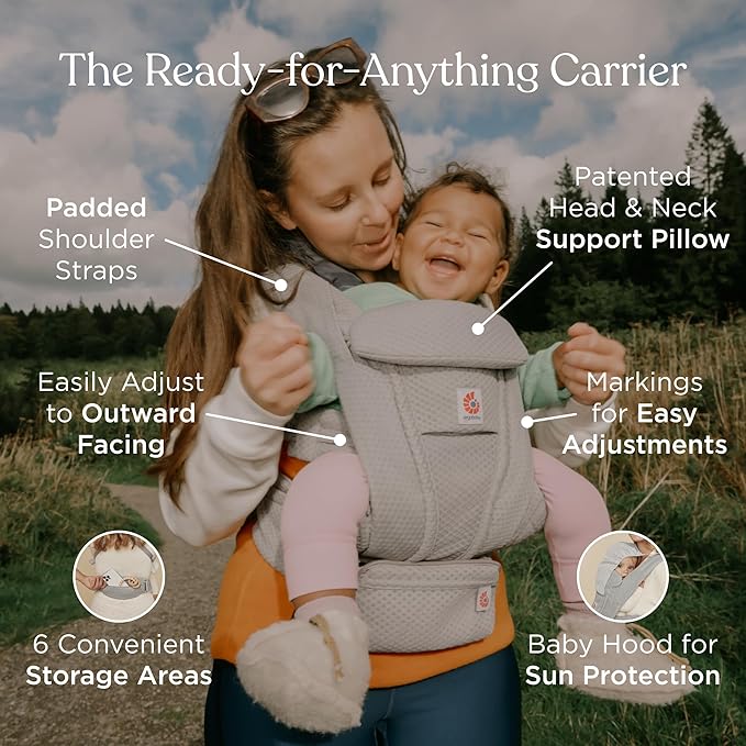 Ergobaby Omni Deluxe Baby Carrier Newborn to Toddler - Breathable Baby Carriers for Summer - All-Position Carrier with Enhanced Lumbar Support & Airflow (7-45 Pounds), Cotton, Midnight Blue