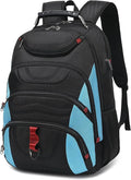 Boavan Laptop Backpack for men, 17.3 inch Laptop Bag with USB Port, Waterproof Travel Work Backpack Purse, Anti-Theft Teacher Nurse Doctor Casual Bookbags Office Business backpack，Black&Sky Blue