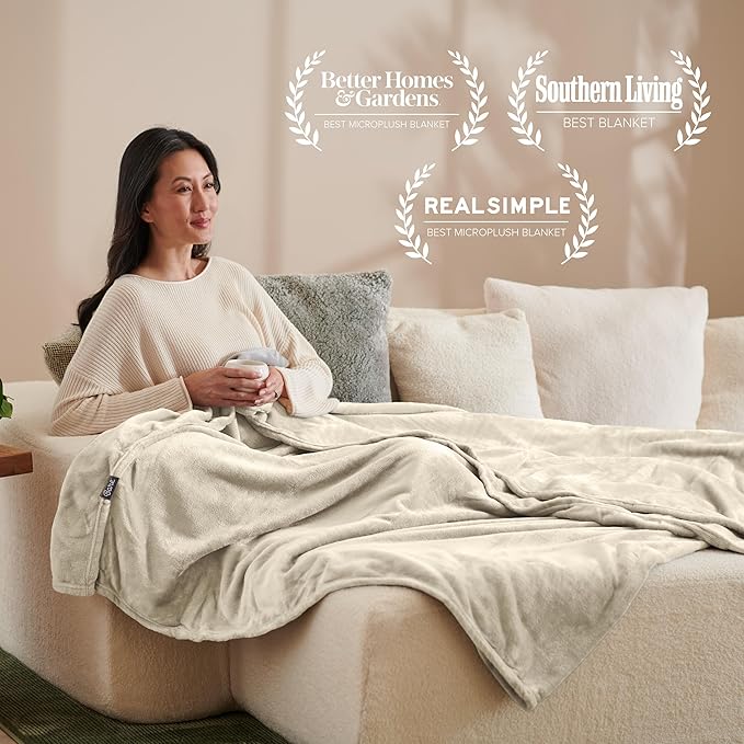 Bare Home Fleece Blanket - Twin/Twin Extra Long - Ultra-Soft Lightweight for Bed, Sofa, and Couch - Luxury Microplush - Cozy Warm Blanket (Twin/Twin XL, Oyster)