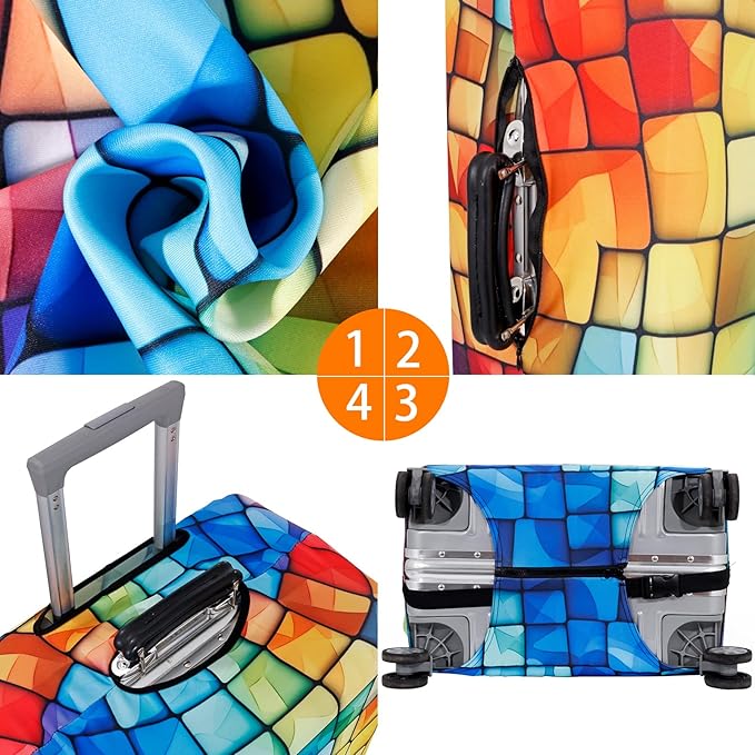 MosaiRudo Travel Luggage Covers For Suitcase Tsa Approved,Suitcase Cover Protector Fit 18-32 Inch Luggage Travel Accessories (T2507, S)