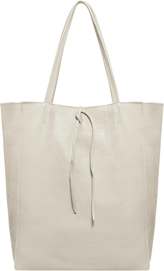 Italian Calf Leather Tote for Women with Zipper, Inner Pocket & Flat Base | Soft Unlined Shopper for Work & Travel