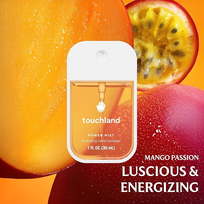 Touchland Power Mist Hydrating Hand Sanitizer Spray, TROPICAL Trio Set (Mango Passion, Beach Coco, Watermelon), 1 FL. OZ. Travel Size (Set of 3)