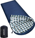 0 Degree Sleeping Bag 100% Cotton Flannel XXL for Adults Big and Tall Cold Weather Winter Zero Degree Camping,Free Compression Sack