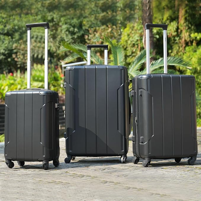 Merax Luggage Sets of 2 Suitcases With Wheels, Expandable and Lightweight, TSA Lock, Hardside Spinner Carry On Luggage (20 28 inch Black)