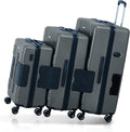 Tach V3.1 Hard Shell 3 Piece Luggage Set - 20, 24 & 28 inch Luggage | Carry On, Medium & Large Checked Suitcases | Patented Built-In Connecting System | Rolling Suitcase Links 6 Bags (Grey)