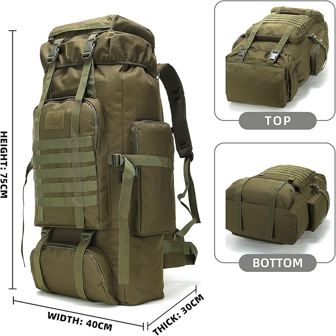 King'sGuard 70L Camping Hiking Backpack Tactical Backpack Military Molle Rucksack Backpack for Outdoor