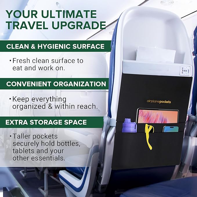 Airplane Pockets - Airplane Accessories - Plane Travel Essentials - Travel Organizer - Seat Storage Organizer - Air Travel Essentials - Seat Back Organizer - International Travel Must Haves
