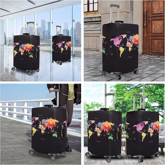 MosaiRudo Thicker Luggage Cover Elastic Suitcase Cover Protector Fits 18-32 Inch Suitcase Travel Accessories (Colorful, L)