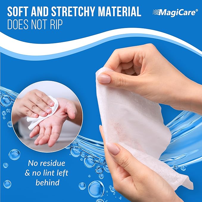 MagiCare 75% Large Alcohol Wipes (4-80ct Packs) - Alcohol Hand Sanitizing Wipes, Premium - Unscented Hand Wipe, Sanitizer Wipe - Travel, Home, Classroom, Camping - 4 Soft Packs (320pcs)