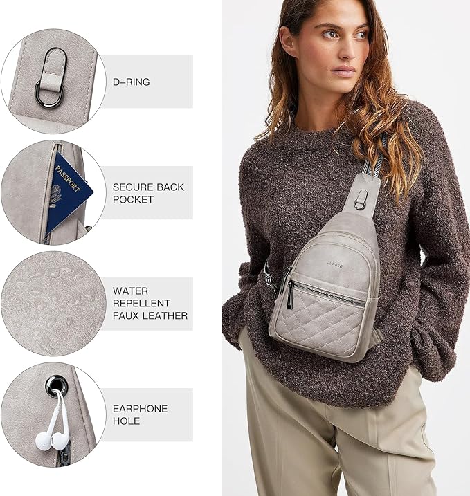 Sling Bag For Women Fanny Pack Crossbody Travel Shoulder Belt Bags Tote Backpack Purse Faux Leather