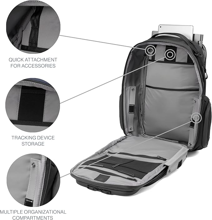 Travelpro Altitude Large Expandable Travel Laptop Backpack 30-36L, 16 Inch Laptop, Water Resistant, Work, Business, Men and Women, Jet Black