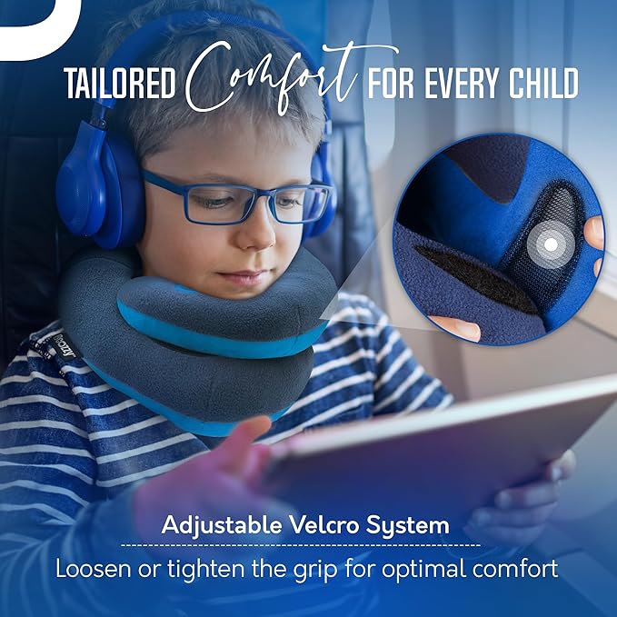 BCOZZY Kids Travel Neck Pillow (8-12 Y/O)– Patented Soft Child Pillow for Head & Chin Support in Car, Airplane, and Road Trip Sleeping. Adjustable Size. Carry Bag. Fully Washable. Medium, Light Purple