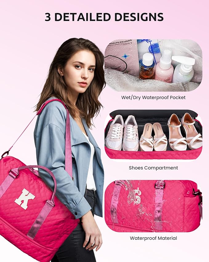 7 8 9 10 11 12 13 14 15 16 Year Old Girl Birthday Gifts-Initial Travel Bag with Shoe Compartment, Weekender Bag, Monogram Overnight Bag for Women, Letter Travel Bag with Makeup Bag (Letter Z)