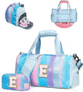 Dance Recital Gifts for Girls-Girl Gym Bag with Shoe Compartment, Kid Personalized Weekender Overnight Bags, Initial Travel Tote with Makeup Pouch, Preppy Things for Kids Girls (Letter E)