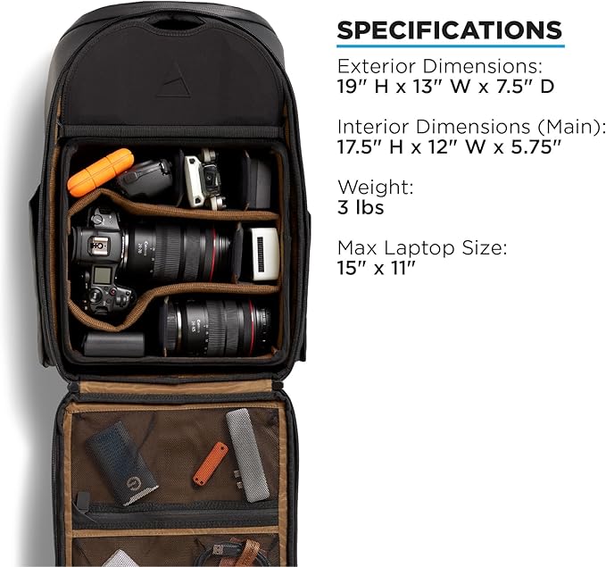 NOMATIC Peter Mckinnon Camera Pack 25L, Ladder - DSLR Camera Backpack for Men And Women, Extra Large Photography Bag, Travel Camera Backpack, Weekend Bag