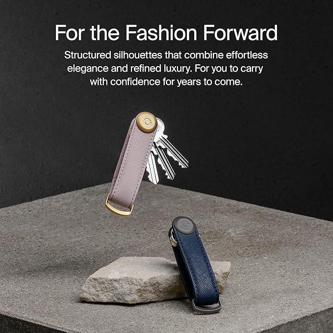 Orbitkey Saffiano Leather Key Organiser | Holds up to 7 keys, Oxford Navy