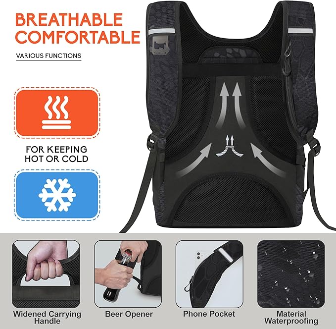 N NEVO RHINO Backpack Coolers Insulated Leak Proof 36/54 Cans,Portable Lightweight Waterproof Insulated Cooler Backpack for Men & Women Ideal for Camping,Travel,Beach,Picnics,Lunch & Day Trips