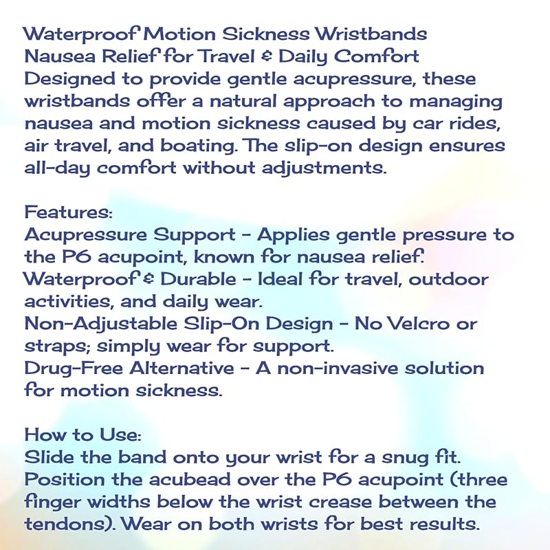 Motion Sickness Relief Acupressure Wristbands for Kids and Adults – Waterproof, Slip-On, Nausea Relief, Motion Sickness, Travel (2 Pack) (Purple, Large 8)