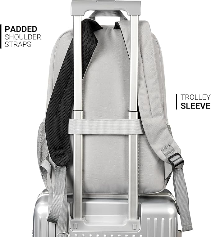 ZORFIN 26L Backpack for College, and Travel: Water Resistant Bookbag - Grey