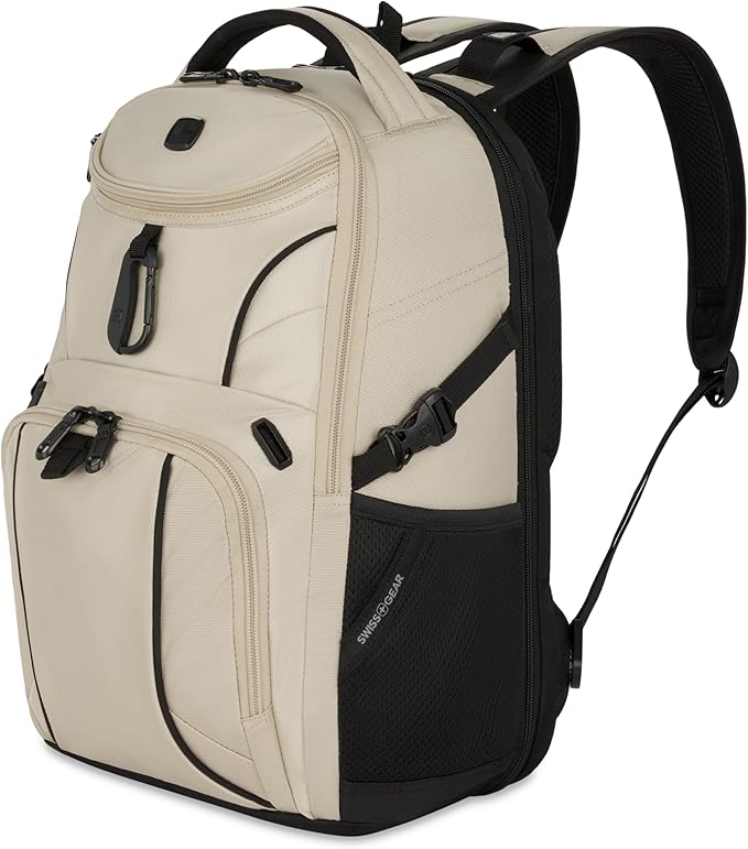 SwissGear Mini 1900 Scansmart Slim Version Laptop Backpack, Oatmeal, 16-Inch