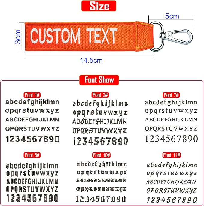Custom Luggage Tags, Custom Personalized Luggage tag Name, Embroidery Key Ring Accessories for Car, Luggage, Crate,Gear